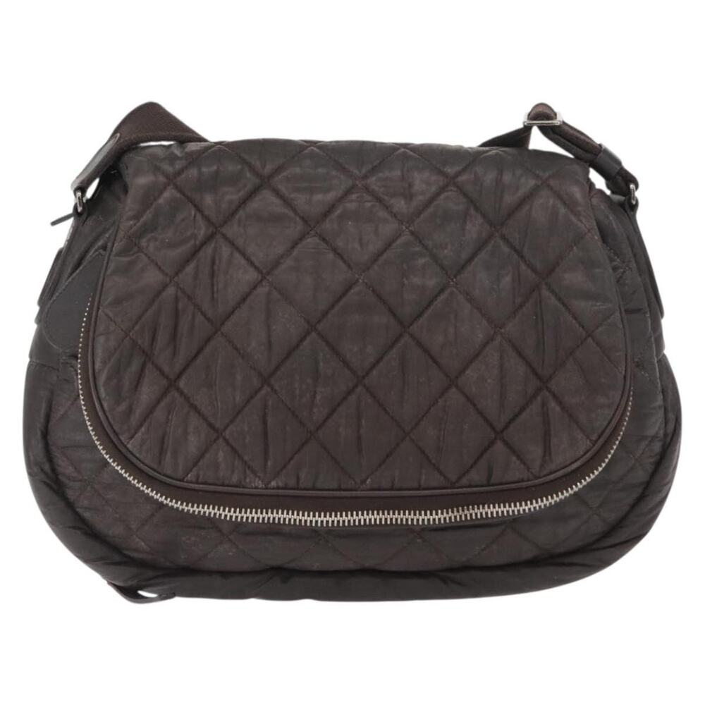 Chanel Matelasse Nylon Shoulder Bag Brown